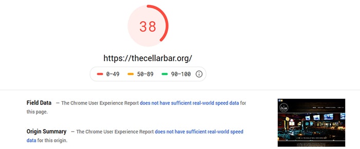 google pagespeed insights before